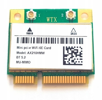 КАРТА Wi-Fi 6E INTEL AX210 HMW Mini PCI-E AX AC BT, трехдиапазонная 2,4/5/6 ГГц