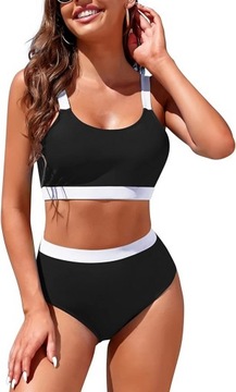 Бикини два -розычные купальники широкие ремни высокие трусики / л.