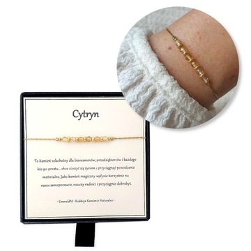 BRANSOLETKA POZŁACANA cytryn amulet szczęście 24K
