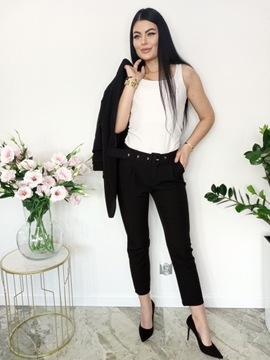 GARNITUR DAMSKI KOMPLET MARYNARKA SPODNIE KOLOR CZARNY