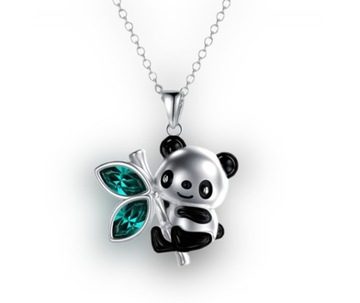 Naszyjnik Dziecięcy Miś Panda z bambusem łańcuszek