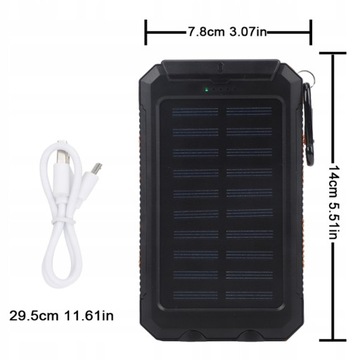 30000MAH BATERIA O DUŻEJ POJEMNOŚCI ENERGIA SŁONECZNA POWER BANK 2XUSB
