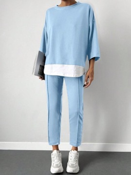 SHEIN ЖЕНСКИЙ КОМПЛЕКТ СИНИЕ БРЮКИ + СВИТШОТ M 990