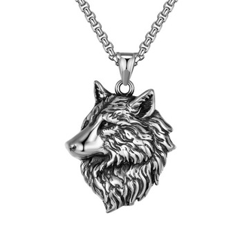 NASZYJNIK MĘSKI AMULET WILK STAL SZLACHETNA 316L