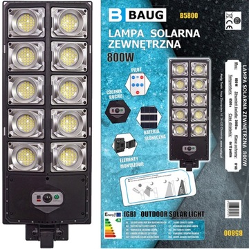 Lampa uliczna 800 W 3000 lm zasilanie solarne