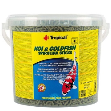 TROPICAL KOI & GOLDFISH SPIRULINA STICKS 5l