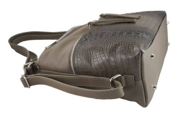 Skórzana torebka damska worek granatowa plecak A4 - Barberini's 867-4