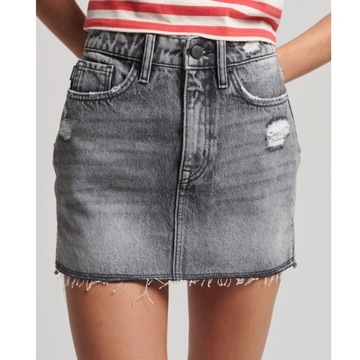 Spódnica damska jeansowa mini SUPERDRY szara prosta bawełniana r. W26