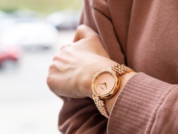 ЧАСЫ ЖЕНСКИЕ TIMEX TW2V02800 ЗОЛОТО РОЗА ЦИРКОНИЙ