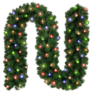 GIRLANDA CHOINKOWA świąteczna 300cm łańcuch zielona gęsta 50 LED drucik