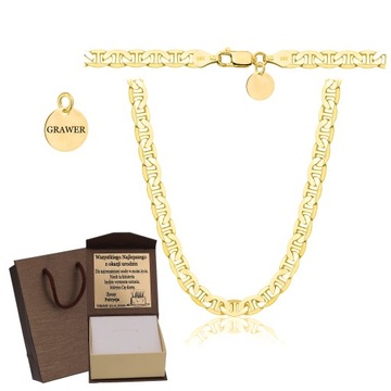 ZŁOTY PEŁNY ŁAŃCUSZEK MĘSKI GUCCI PR. 925 585 SOLIDNY + GRAWER GRATIS