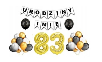 Zestaw na 83 Urodziny Balony Baner Dowolne Imię