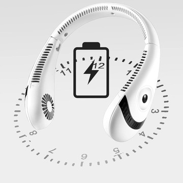 PRZENOŚNY WENTYLATOR WIATRAK NA SZYJĘ USB CHŁODZĄCY MOBILNY BIAŁY 5000MAH