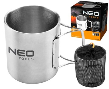 NEO KUBEK STALOWY TURYSTYCZNY UCHWYT 320ML GARNEK
