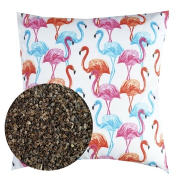 ZDROWOTNA PODUSZKA Z ŁUSKĄ GRYKI flamingi 40x40