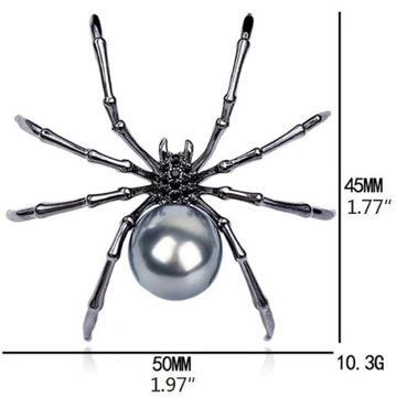 Broszka duży srebrny pająk na prezent B18