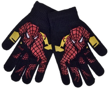 RĘKAWICZKI WEŁNIANE CHŁOPIĘCE PIĘCIOPALCZASTE WOOL SPIDERMAN CIEPŁE 152-164