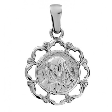 SREBRNY MEDALIK OZDOBNY Z MATKĄ BOSKĄ PRÓBA 925