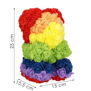 МЕДВЕДЬ С РОЗАМИ 30 СМ РОЗА МИШКА С ЛЕТЕСТЯМИ РОЗ БАНТ ПОДАРОЧНАЯ КОРОБКА+20LED