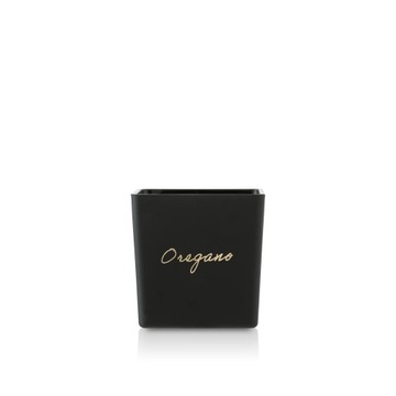 Doniczka czarna szklana złoty napis Oregano 12 cm