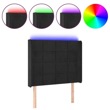 Zagłówek do łóżka z LED, czarny, 103x16x118/128 cm