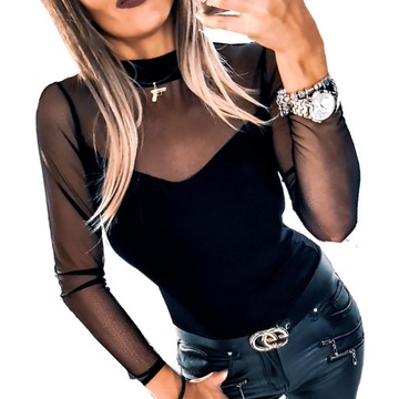 . BLUZKA Z SIATECZKĄ TIULOWA NA IMPEZE PLUS SIZE 48