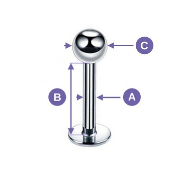 Tytanowy kolczyk labret stożek ćwiek srebrny 1,2/6/3
