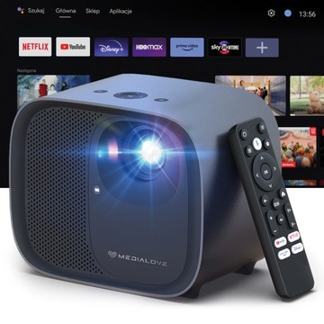 RZUTNIK PROJEKTOR LED AUTOFOCUS ANDROID TV 11 4K FULL HD WIFI TORBA PILOT