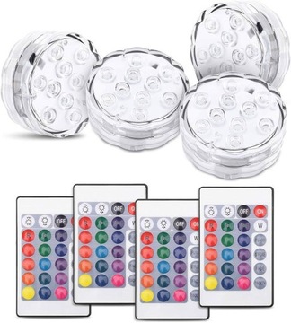 10 LED 4xLAMPKA LED DO BASENU OŚWIETLENIE BASENOWE PILOT PRZYSSAWKI RGB LED
