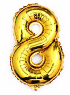BALON 40CM CYFRA ZŁOTA 8