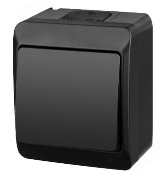 Wyłącznik Pojedynczy / schodowy Hermes IP44 CZARNY