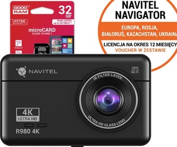 Wideorejestrator NAVITEL R980 4K GPS sensor SONY + karta 32GB