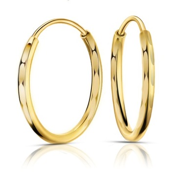 ZŁOTE KOLCZYKI KOŁA 585 15MM KÓŁKA DIAMENTOWANE