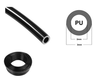 Przewód Wąż PU 3/2mm elastyczny, pneumatyczny, poliuretanowy 1m