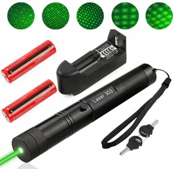 ~MOCNY LASER ZIELONY LASEROWY +kluczyk + 2 aku