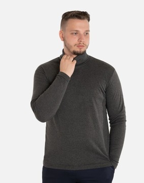 Elegancki Golf Cienki Sweter Męski 100% Bawełniany Półgolf 5347-4 L grafito