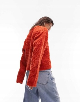 Topshop NH2 iqb pomarańczowy luźny sweter splot XXL