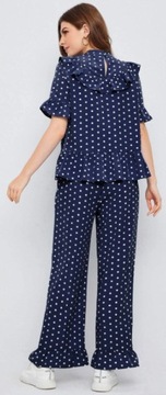 SHEIN KOMPLET GRANATOWY W GROSZKI DAMSKI 34 V3F