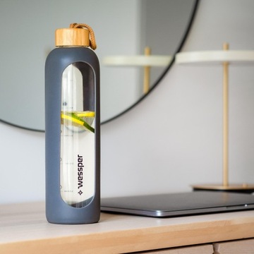 Стеклянный кувшин Wessper Aquamax 3,3л + Стеклянная бутылка для воды и напитков 1л