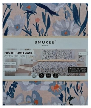 Komplet pościeli bawełna Smukee kołdra 160cm x 200 stokrotki