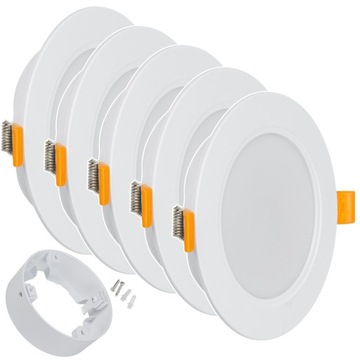 5x panel LED sufitowy plafon 9W Maclean MCE371 R + ramki natynkowe MCE376 R
