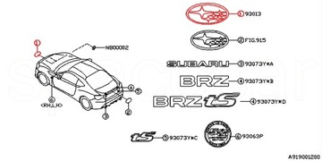 SUBARU BRZ 12-20 ZNAK ZNAKY LOGO 93013CA001