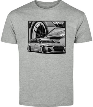 T-SHIRT MĘSKI MOTORYZACYJNA AUDI RS6 SLINE S6 KOSZULKA SZARA R-XXL A578