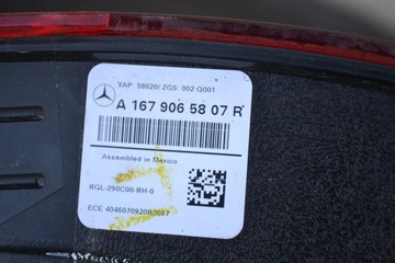 MERCEDES GLE 167 A1679065807 SVĚTLO PRAVÁ ZADNÍ OE