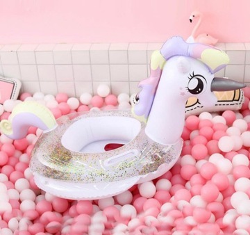 Круг для плавания с сиденьем Unicorn и блестящим матрасом для бассейна и пляжа