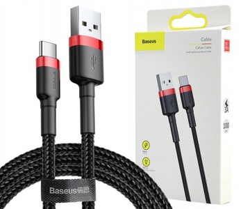 BASEUS CAFULE KABEL USB-C TYPE-C WZMOCNIONY 3A 1M