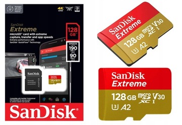 SANDISK MICRO SDXC EXTREME 128 ГБ 190 МБ/с U3 V30 A2