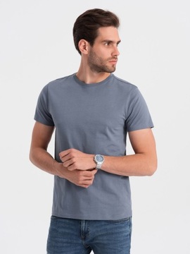 Klasyczny T-shirt męski bawełniany BASIC jeansowy V5 OM-TSBS-0146 M