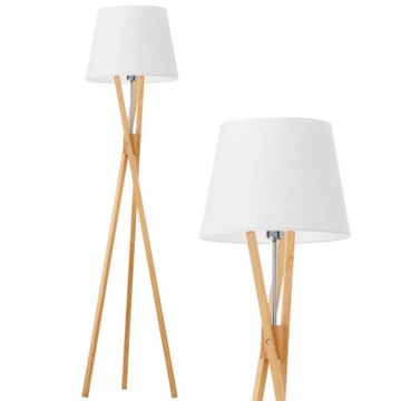 lampa stojąca LED podłogowa ROSA drewno stożek