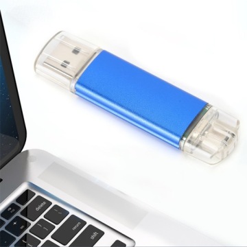 Двусторонний металлический флеш-накопитель OTG U Disk Bright Blue USB 2.0 4 ГБ
